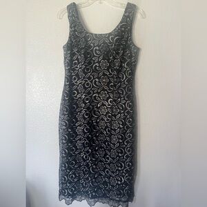 Black Sheath Midi Dress with Scoop Neck for Cocktail